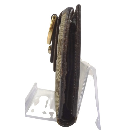 Gucci Abbey D-Ring Compact Monogram Canvas Leather Bifold Wallet Brown Gold - Picture 6 of 7